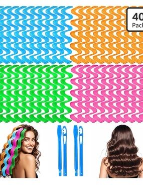 Colorful Heatless Wave Hair Curlers for Long Hair 55cm/21.65in